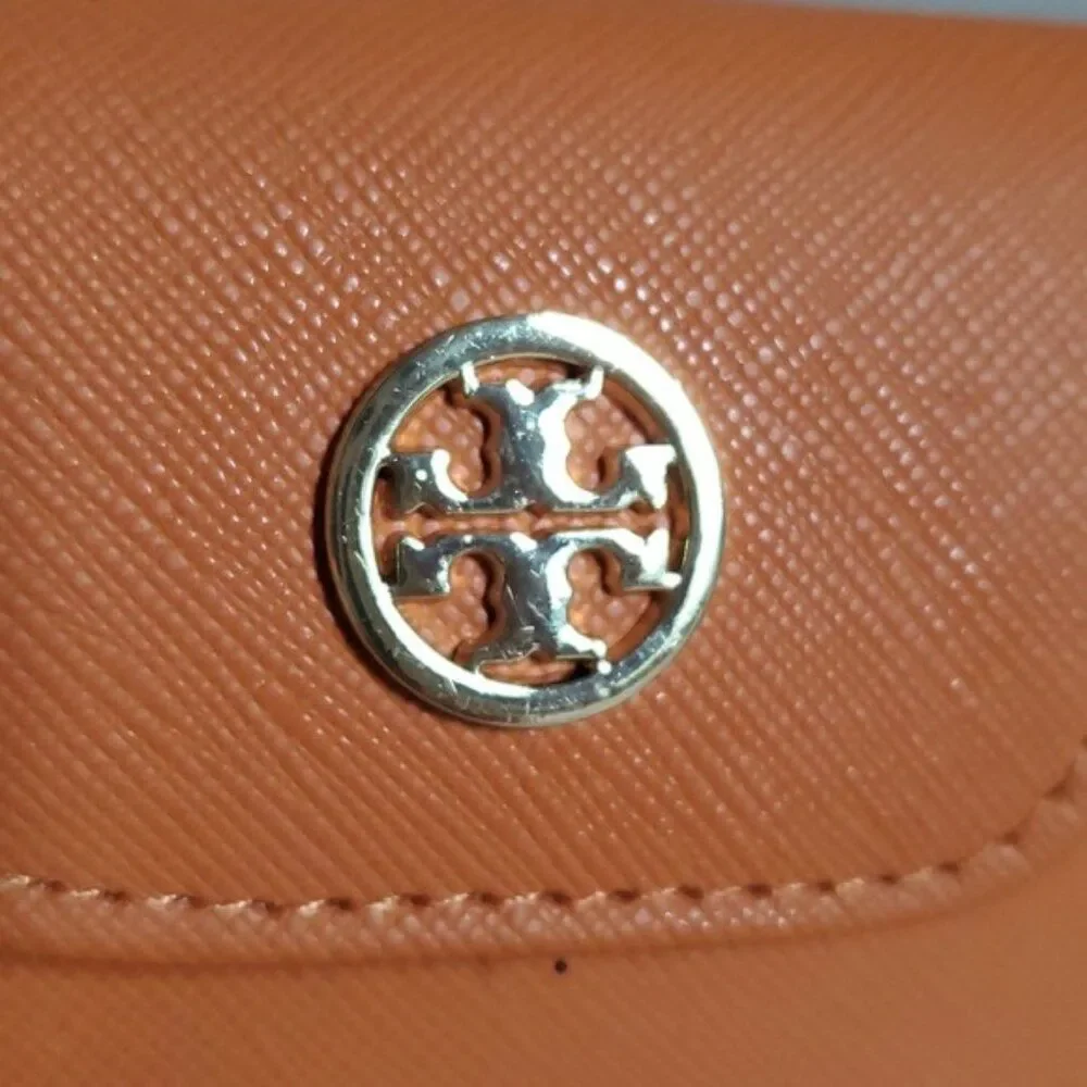 Tory Burch Sunglasses Glasses Case DESIGNER LOGO Orange VEGAN Leather